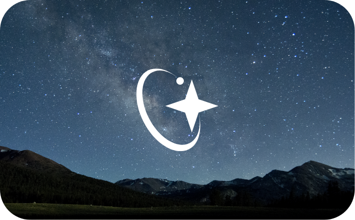 Constellation logo icon on a starry mountain background