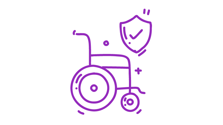 Wheelchair and shield icon