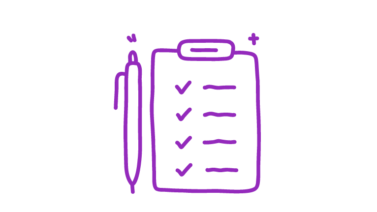 Checklist on a clipboard with a pen icon