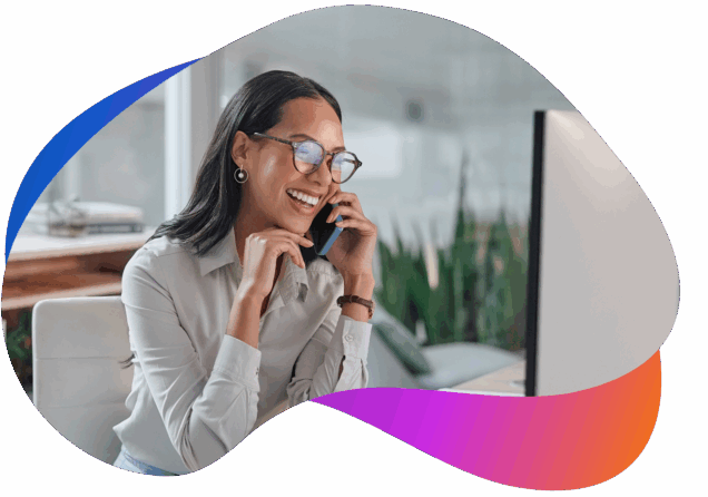 Woman with glasses talking on a mobile phone