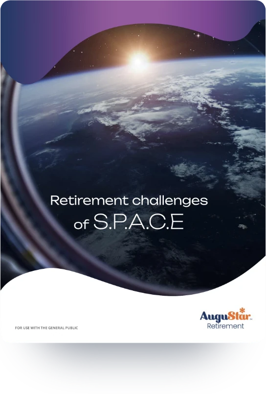 Retirement challenges of S.P.A.C.E. PDF cover, AuguStar Retirement