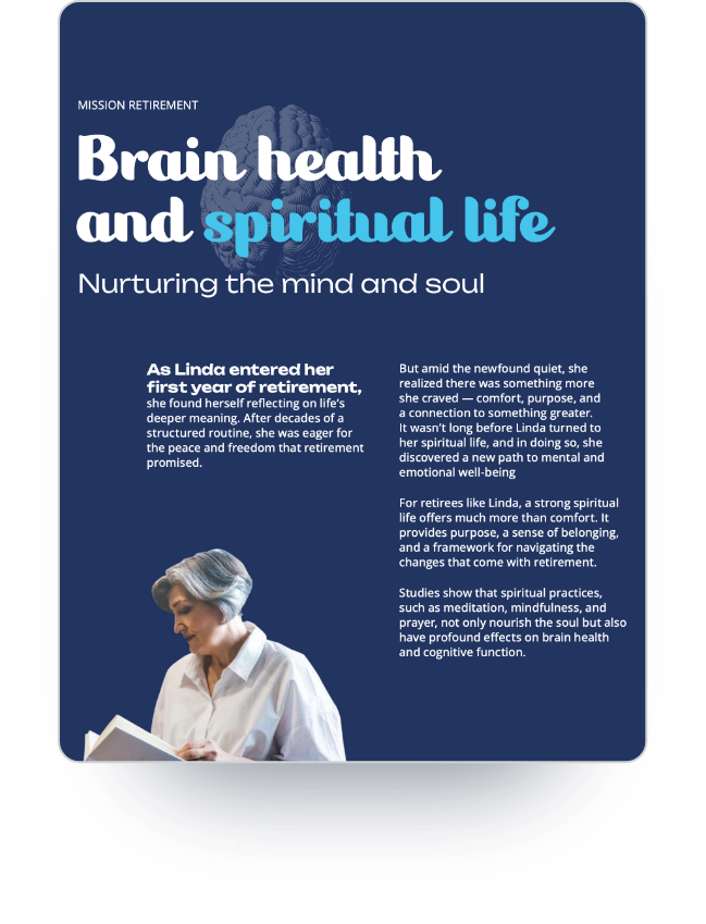 Spiritual life Brain on Retirement cover