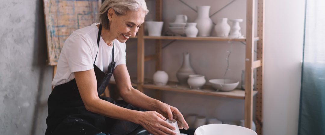 Woman making pottery