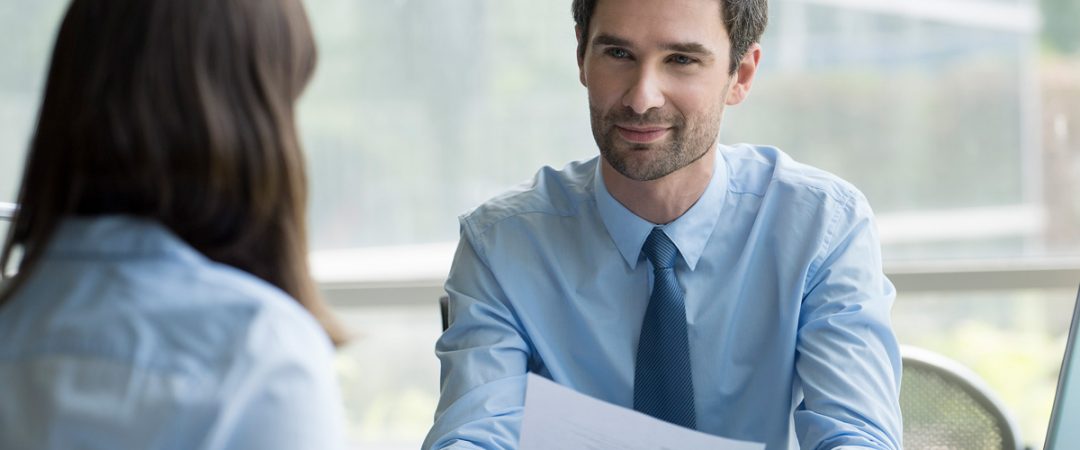 Two business people in a meeting