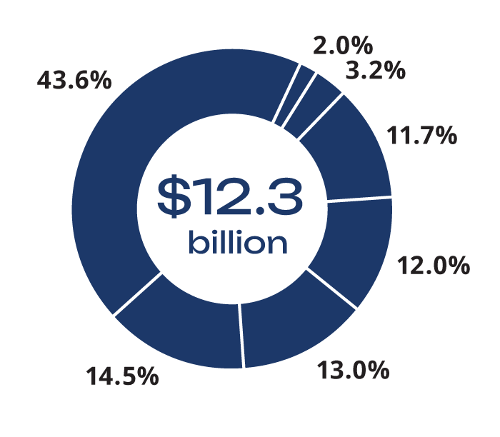 $12.3 billion of domestic invested assets pie chart