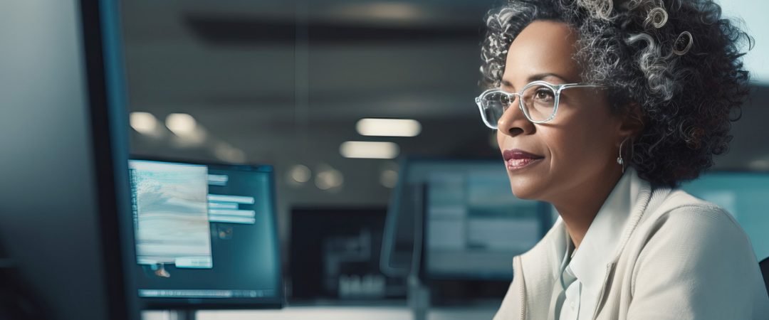 Business woman working at a computer